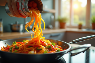 Cuisine moderne avec légumes frais pour recette saine