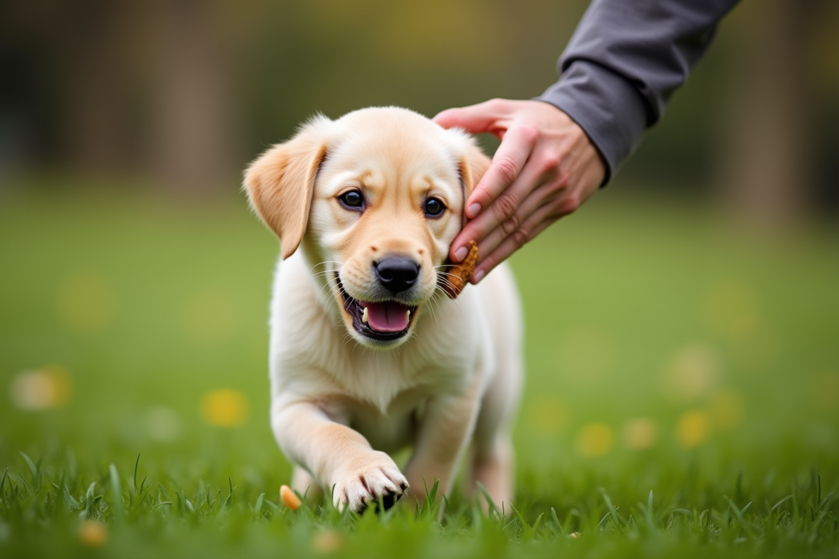 Jeune labrador en entraînement dans l