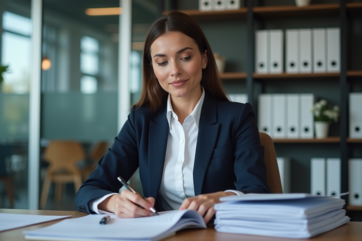 Femme d affaires concentrée dans un bureau moderne