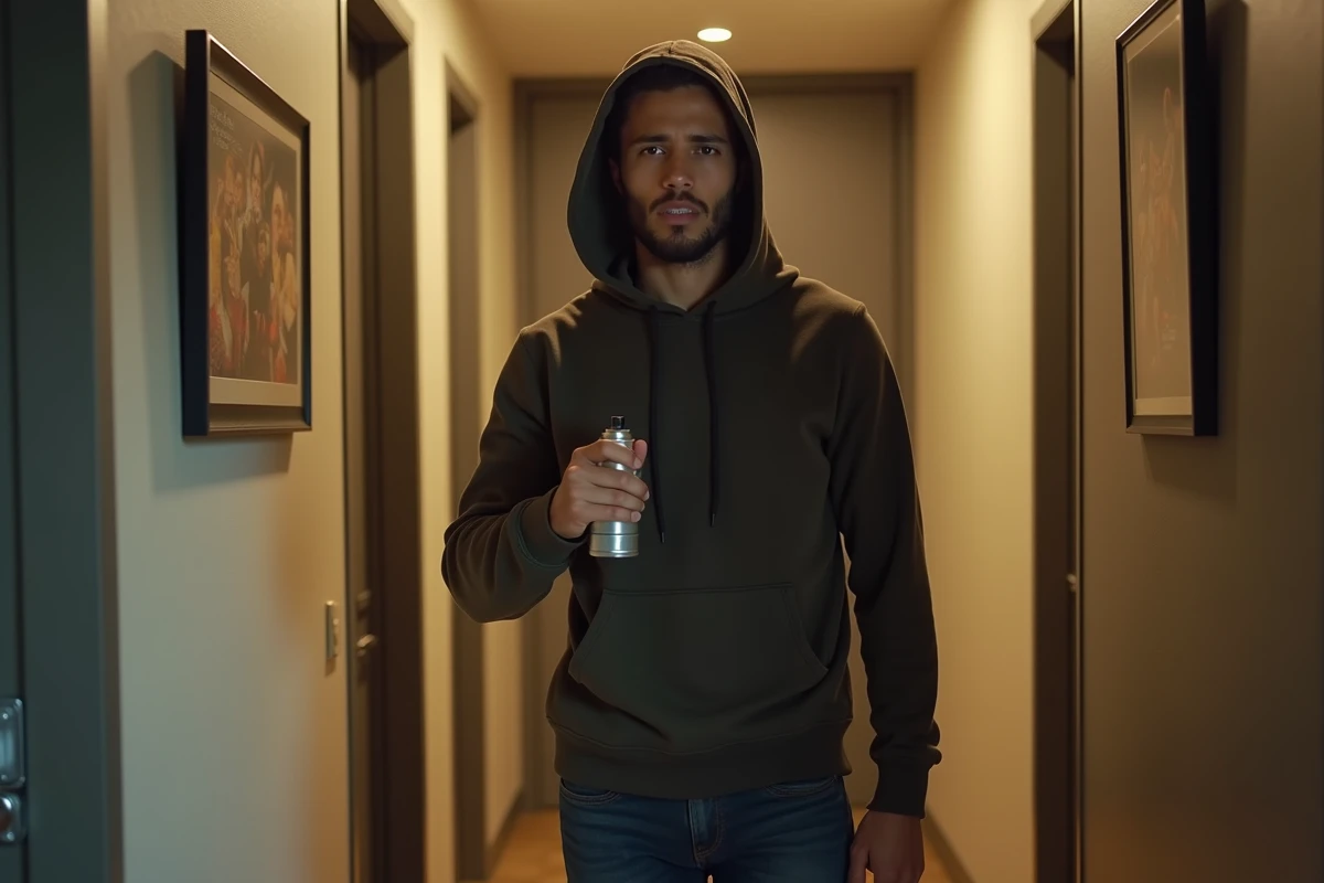 Jeune homme en hoodie montrant l