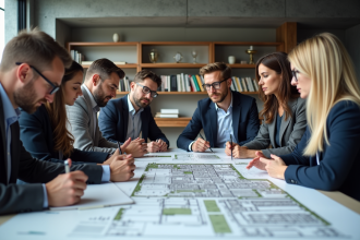 Groupe d urbanistes et architectes autour d une table